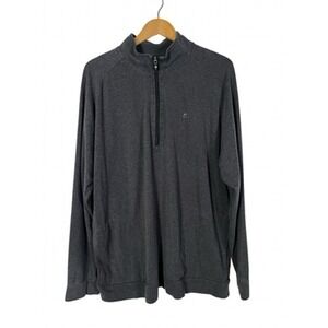 Travis Mathew Sweatshirt Mens 2XL Gray 1/4 Zip Mock Neck Golf Pullover Stretch